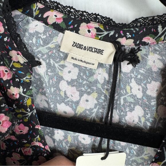 Zadig & Voltaire Black Pink Floral Maxi Dress Size XS Romantic - Picture 8 of 14